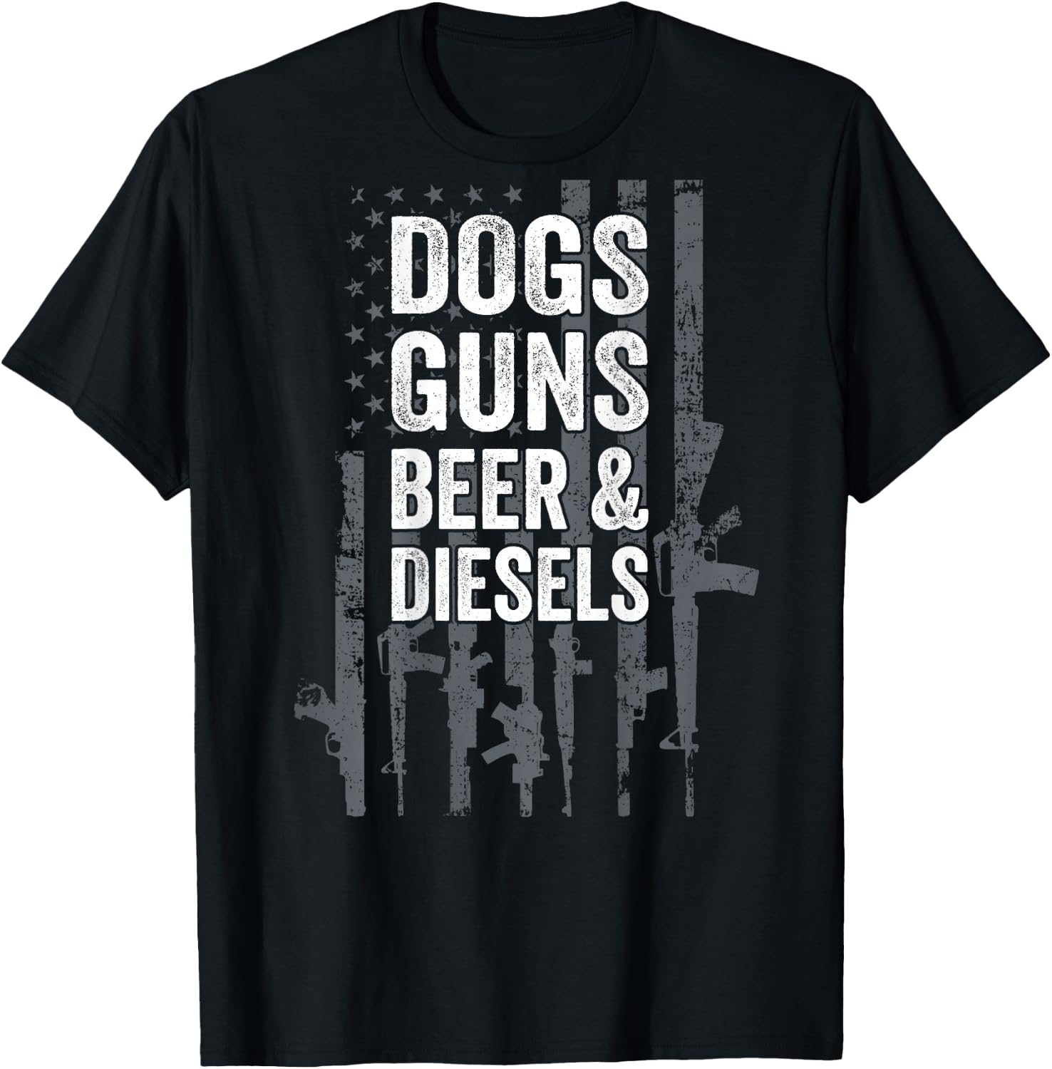 DOGS GUNS BEER & DIESELS - Diesel Truck Mechanic - ON BACK T-Shirt - T-Shirt | Black