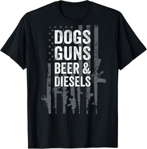 DOGS GUNS BEER & DIESELS - Diesel Truck Mechanic - ON BACK T-Shirt - T-Shirt | Black