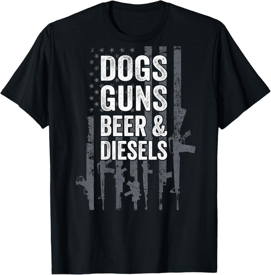 DOGS GUNS BEER & DIESELS - Diesel Truck Mechanic - ON BACK T-Shirt - T-Shirt | Black