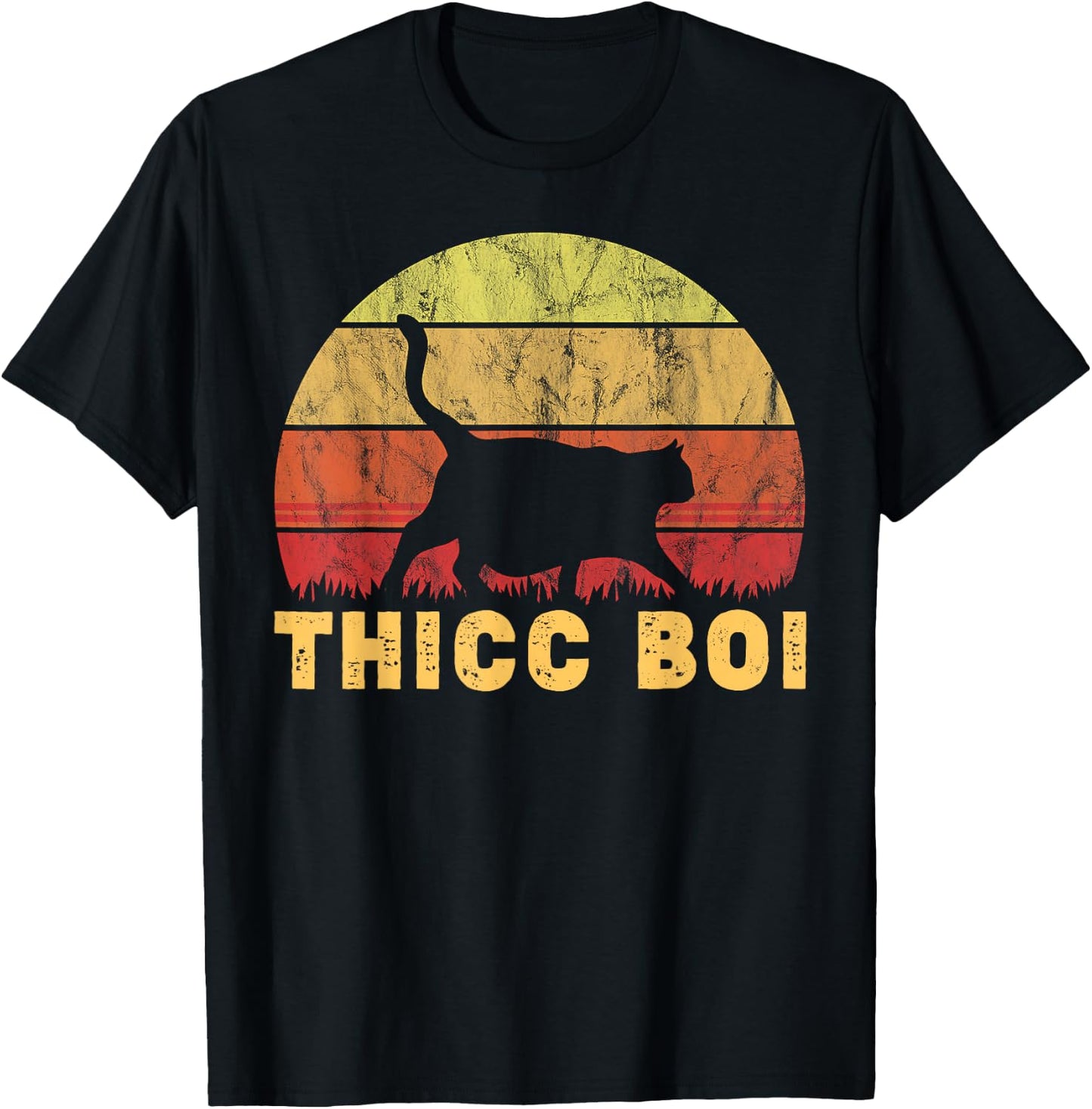Thicc Boi Chonk Meme Fat Boy Cat Owner T-Shirt - T-Shirt | Black