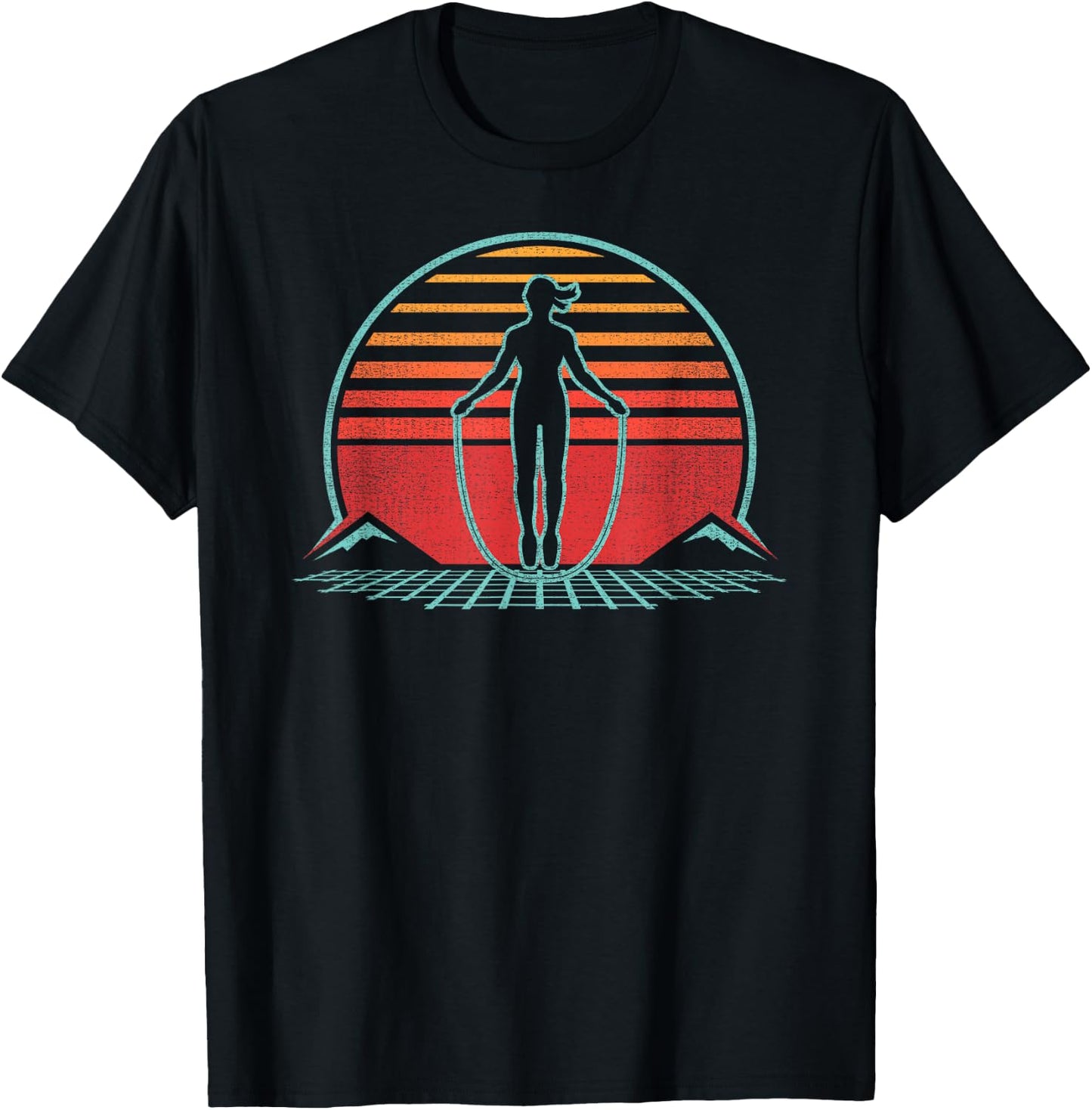 Jump Rope Skipping Retro 80s Style T-Shirt - T-Shirt | Black