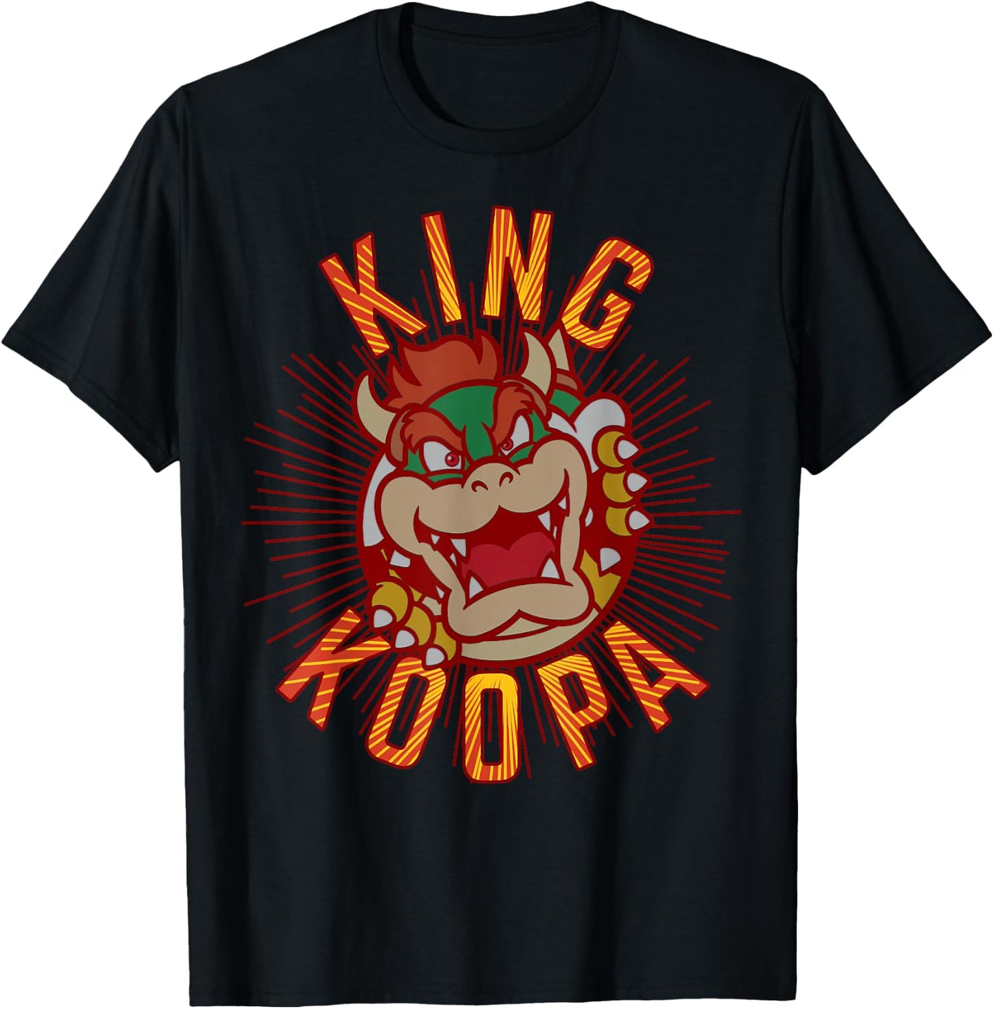 Super Mario King Koopa Bowser Vintage Nintendo Portrait T-Shirt - T-Shirt | Black