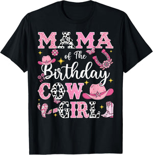 Mama Of The Birthday Cow-Girl Rodeo Cow Girl Birthday T-Shirt - T-Shirt | Black