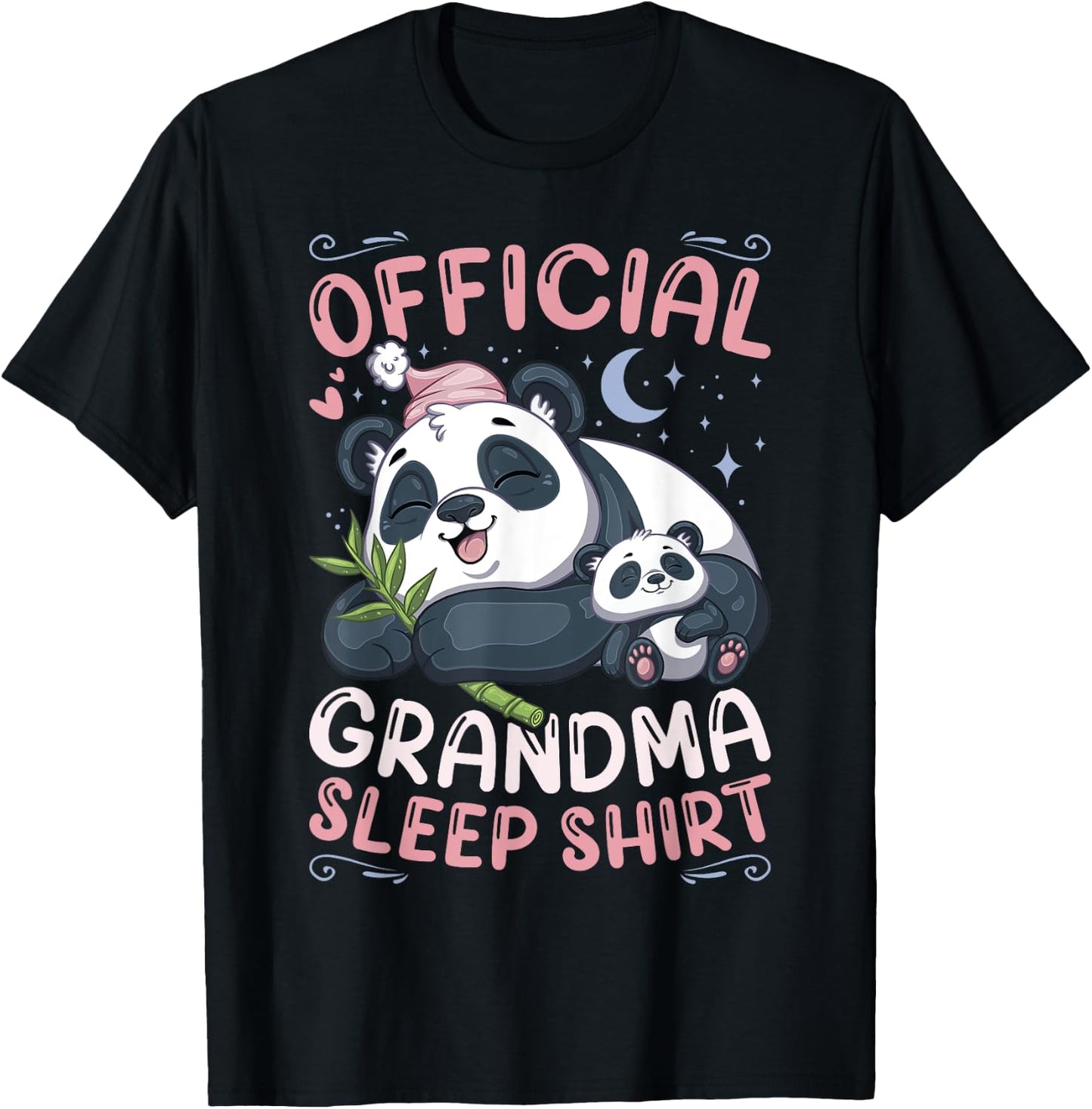 Grandmother Panda & Cub Official Grandma Sleep Shirt T-Shirt - T-Shirt | Black