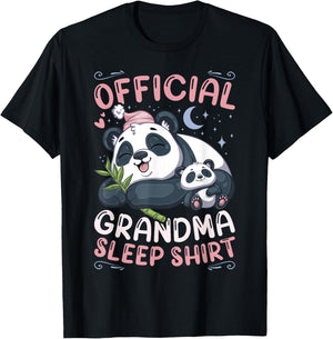 Grandmother Panda & Cub Official Grandma Sleep Shirt T-Shirt - T-Shirt | Black