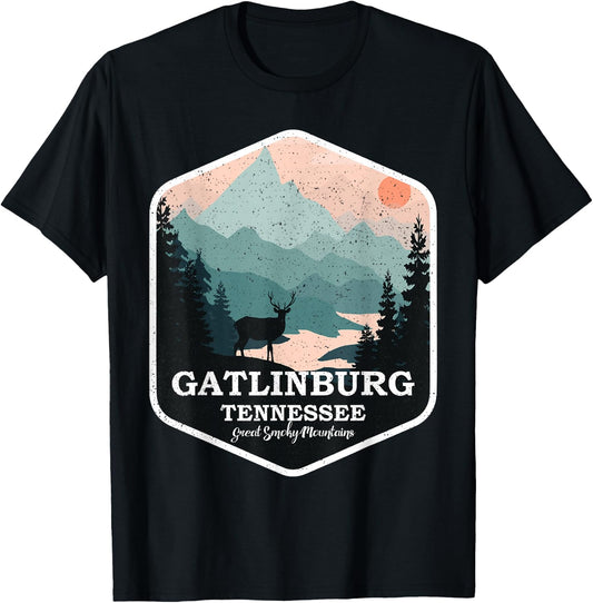 Gatlinburg Tennessee Great Smoky Mountains Hiking Souvenir T-Shirt - T-Shirt | Black