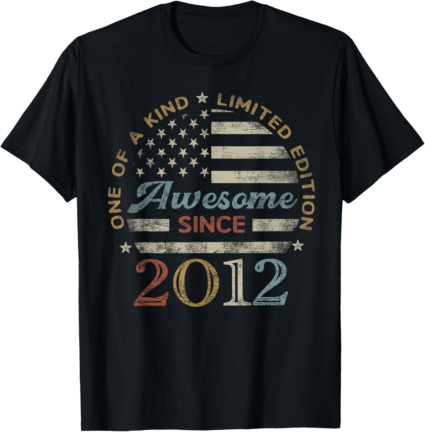 Awesome Since 2012 One of a Kind US Flag T-Shirt - T-Shirt | Black
