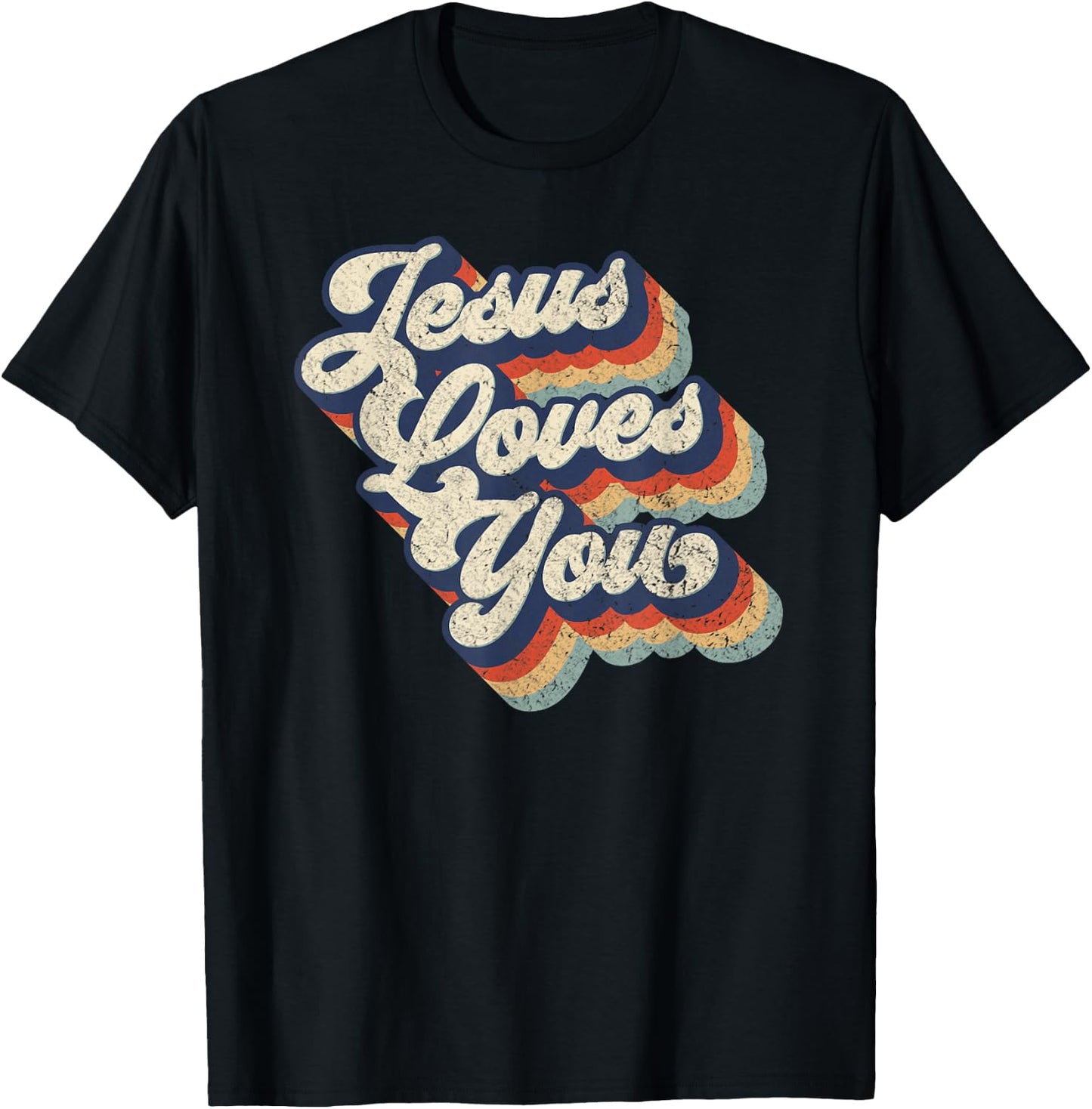 Jesus Loves You Retro Vintage Style Graphic Design T-Shirt - T-Shirt | Black