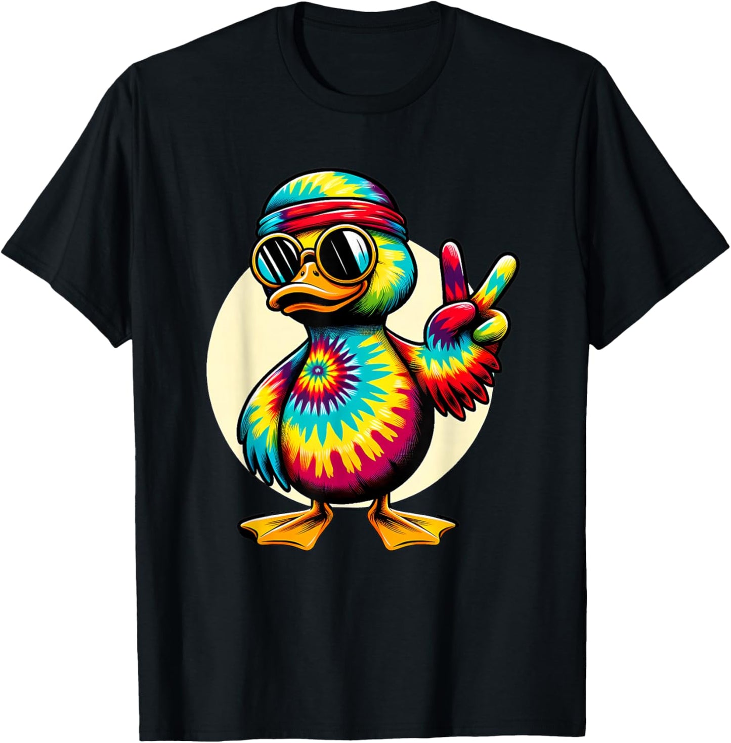 Peace Sign Tie Dye Duck T-Shirt - T-Shirt | Black