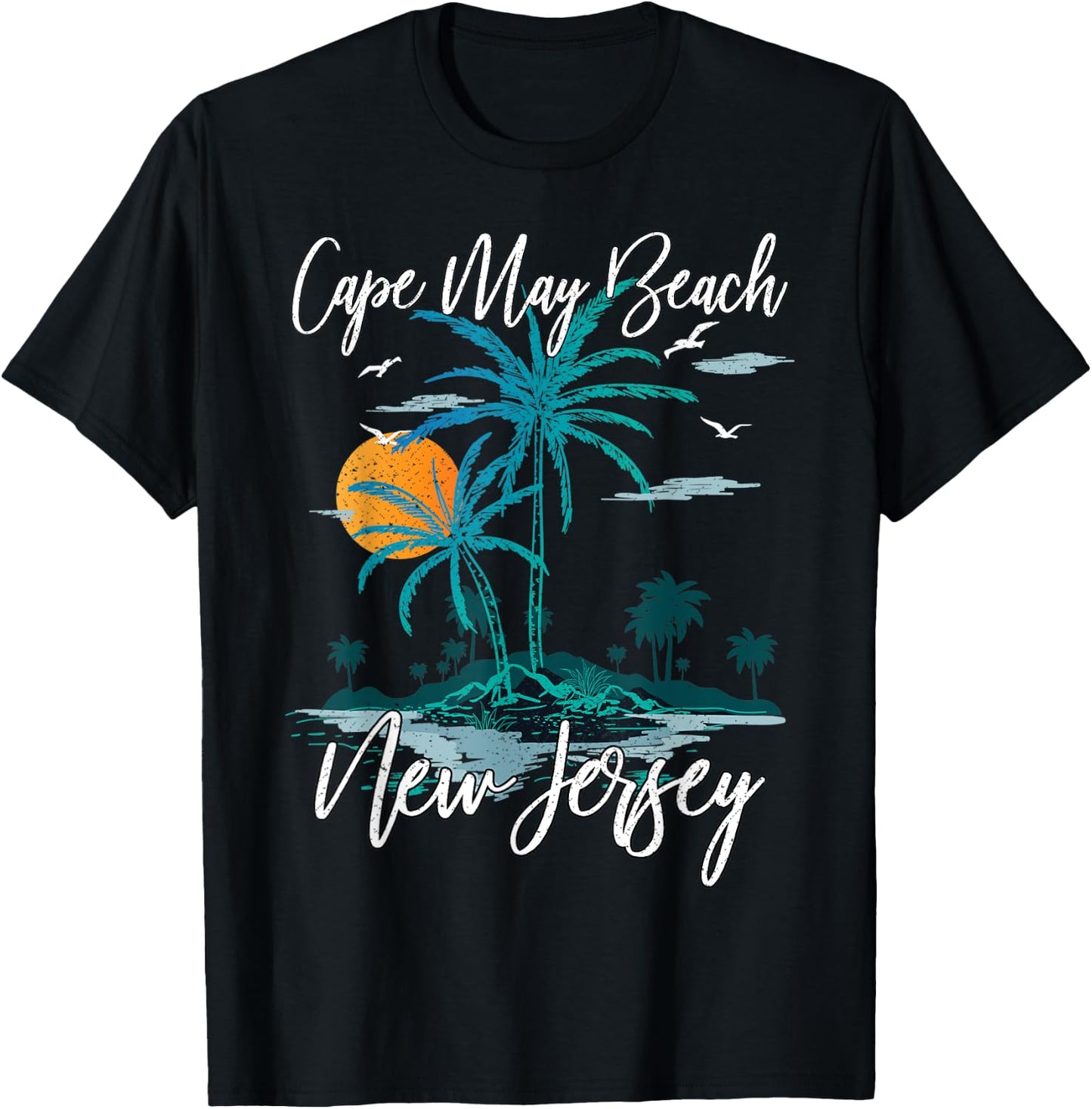 Family Vacation Retro Sunset New Jersey Cape May Beach Women Kids T-Shirt - T-Shirt | Black