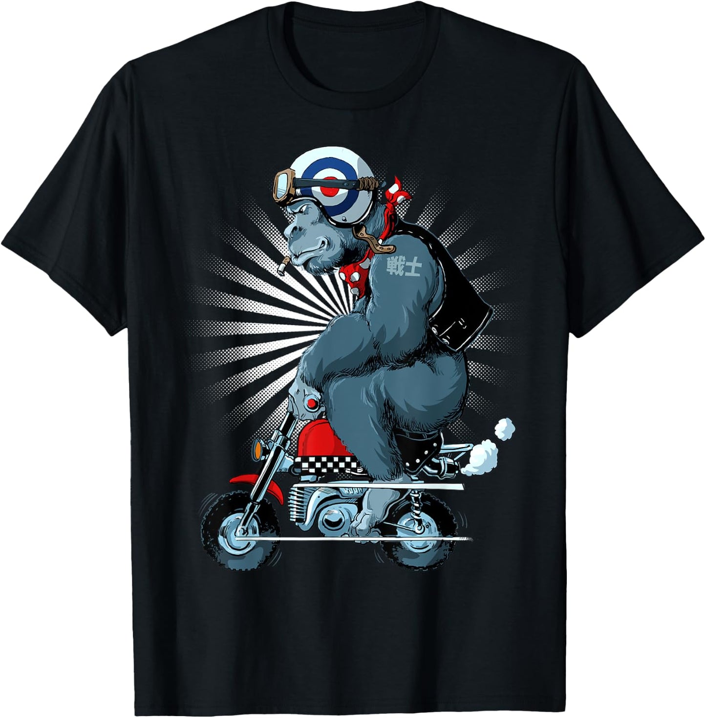 Monkey Bike Gorilla Cartoon Motorbike Design T-Shirt - T-Shirt | Black