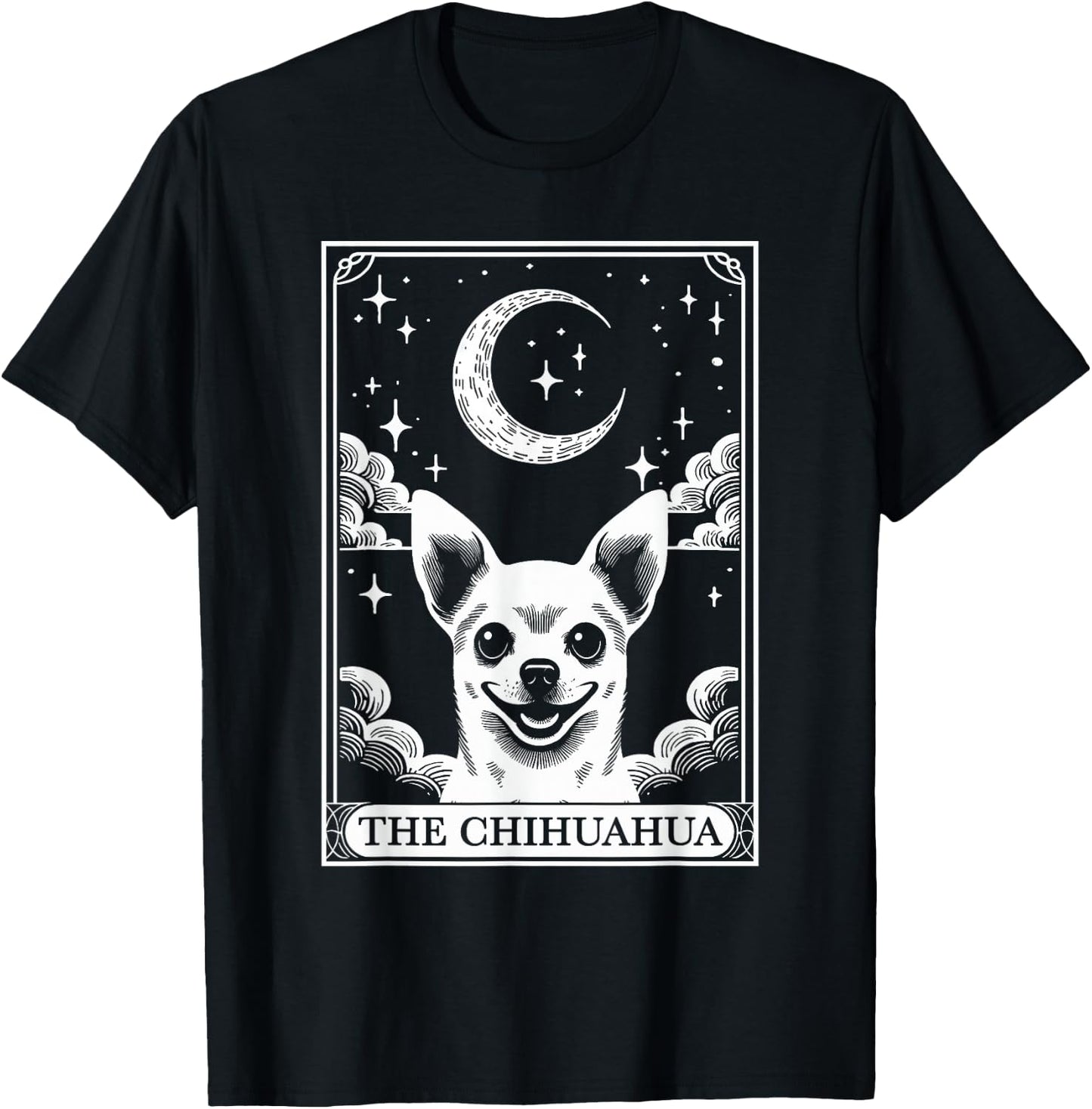 Tarot Card Vintage Crescent Moon Chihuahua Dog Mom T-Shirt - T-Shirt | Black