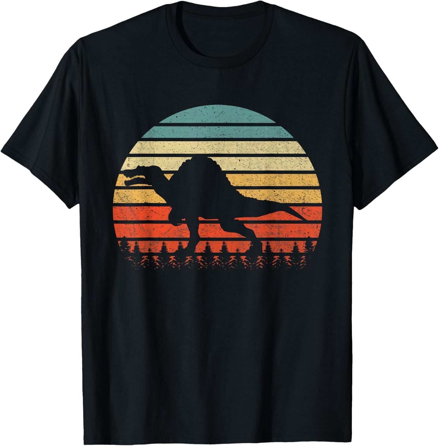 Vintage Spinosaurus Dinosaurus Sunset Retro T-Shirt - T-Shirt | Black