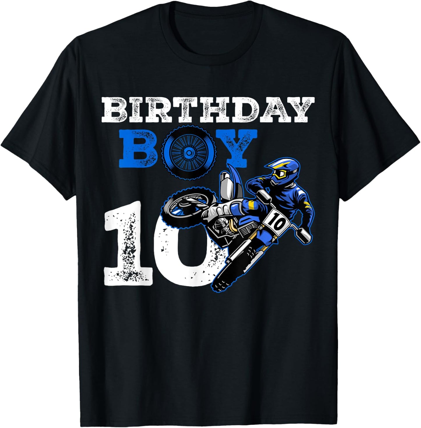 10th Birthday Motocross Mx Dirt Bike 10 Year Old Funny B-Day T-Shirt - T-Shirt | Black