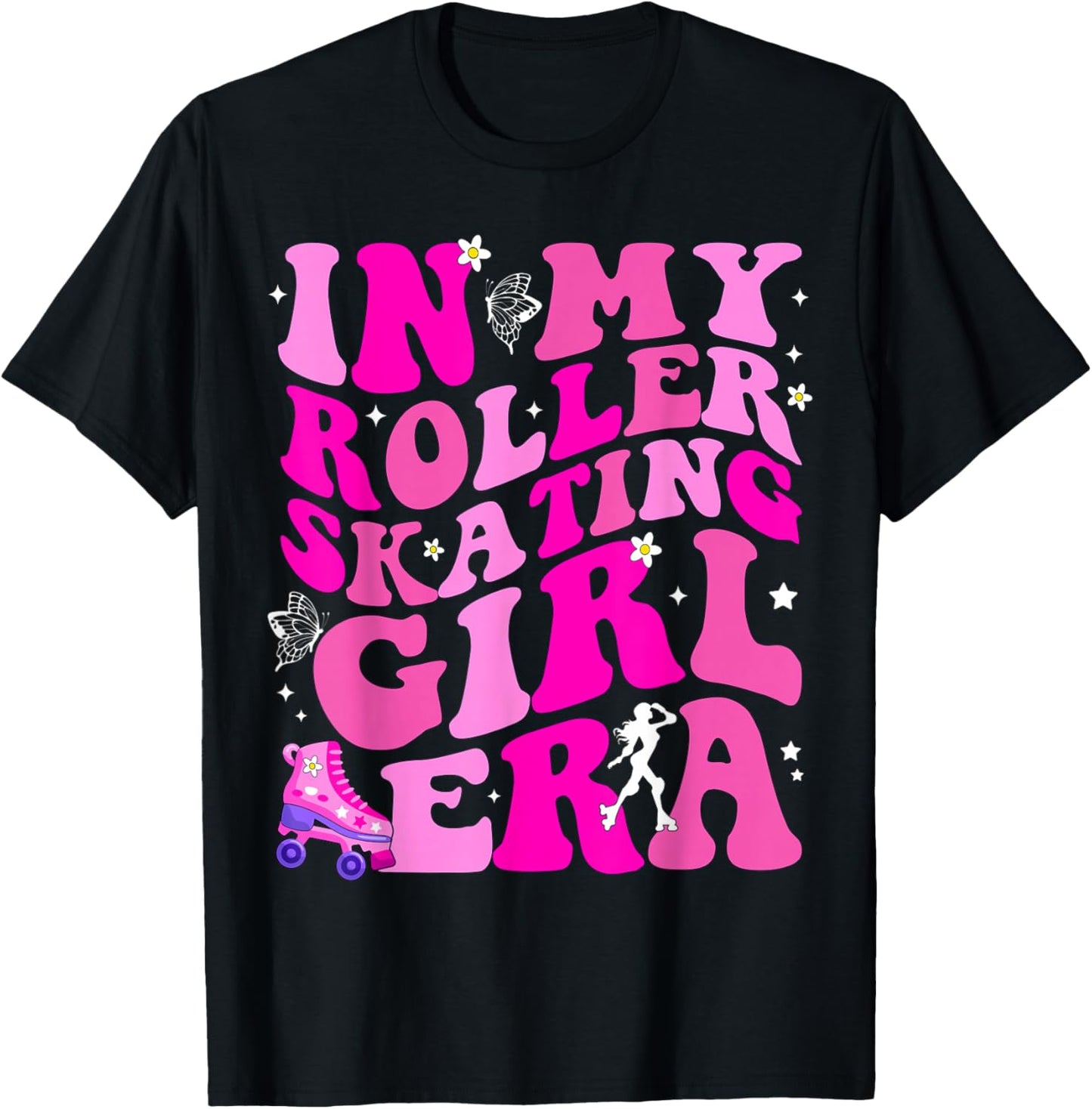 in My Roller Skating Girl Era Figure Hockey Girls Boys Coach T-Shirt - T-Shirt | Black