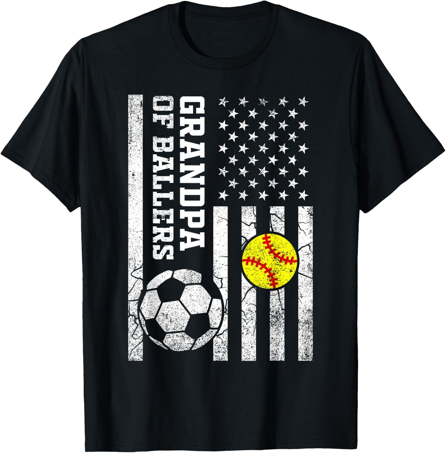 Grandpa of Ballers Baseball Soccer Softball Player Sports T-Shirt - T-Shirt | Black