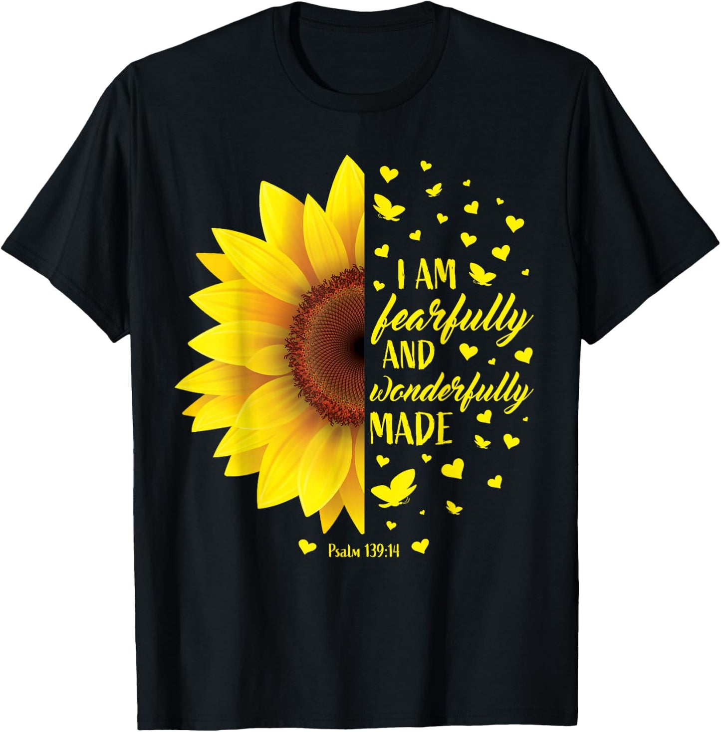 Christian Bible Verse Gifts Women Teen Girls Cute Sunflower T-Shirt - T-Shirt | Black