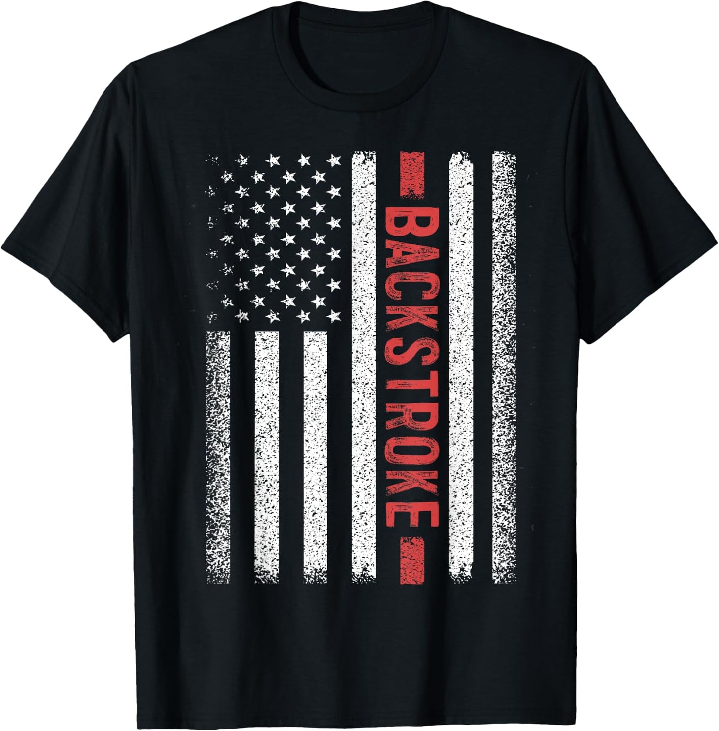 Backstroke American Flag 4th of July Back Crawl Swimmer T-Shirt - T-Shirt | Black