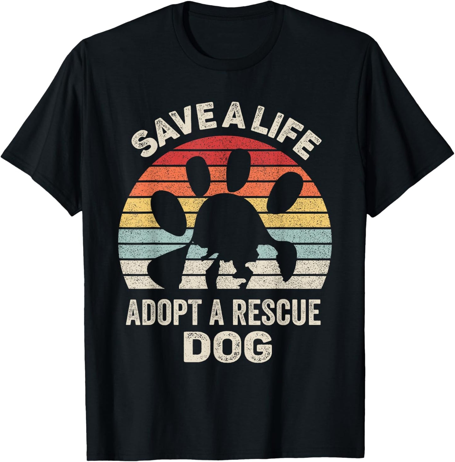 Vintage Retro Save A Life Adopt A Rescue Dog T-Shirt - T-Shirt | Black