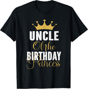 Uncle Of The Birthday Princess Girls Party T-Shirt - T-Shirt | Black