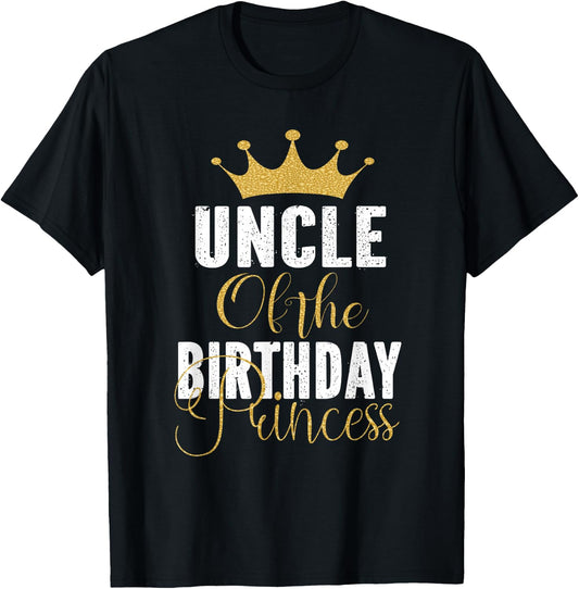 Uncle Of The Birthday Princess Girls Party T-Shirt - T-Shirt | Black