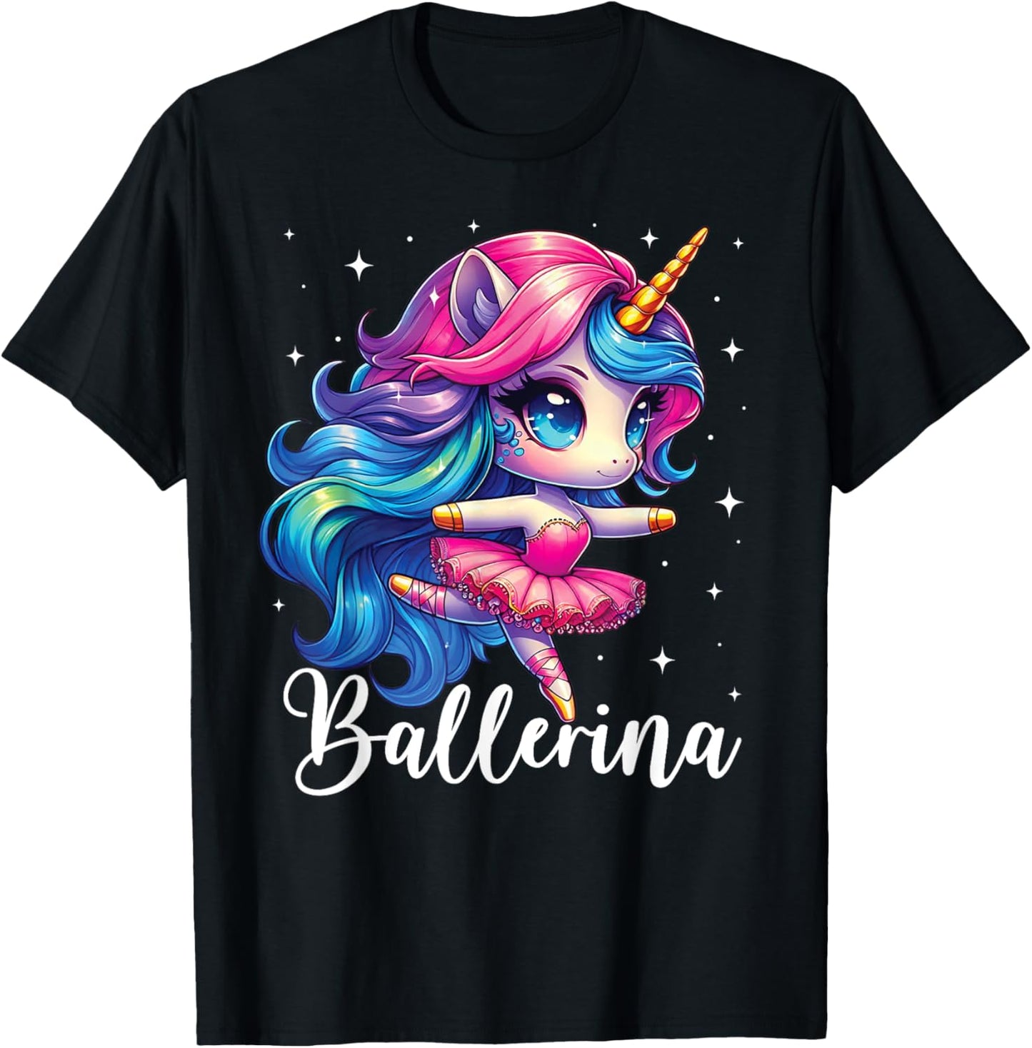 Ballerina Dancer Unicorn Girl Cute Ballet Kids Toddler T-Shirt - T-Shirt | Black