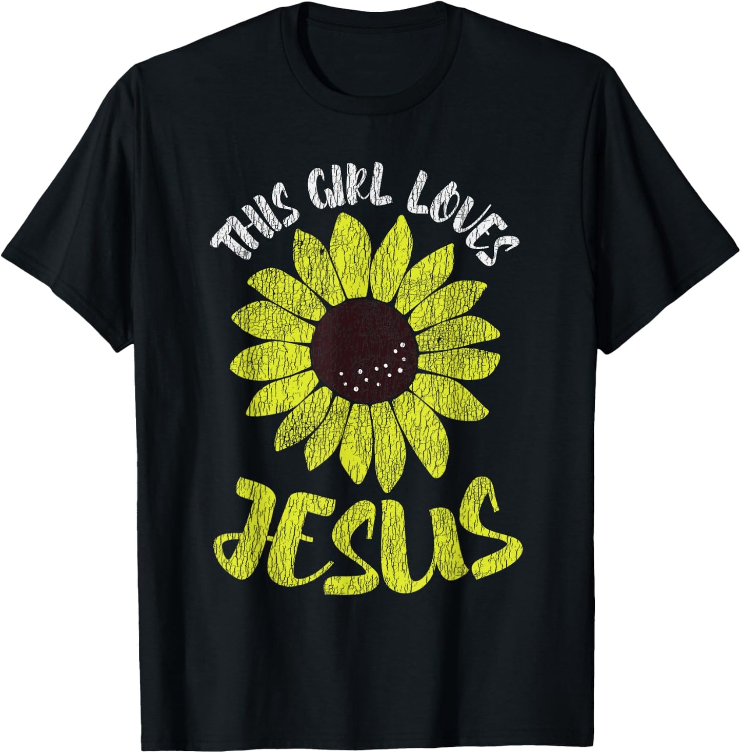 Vintage Sunflower This Girl Loves Jesus Women Christian T-Shirt - T-Shirt | Black