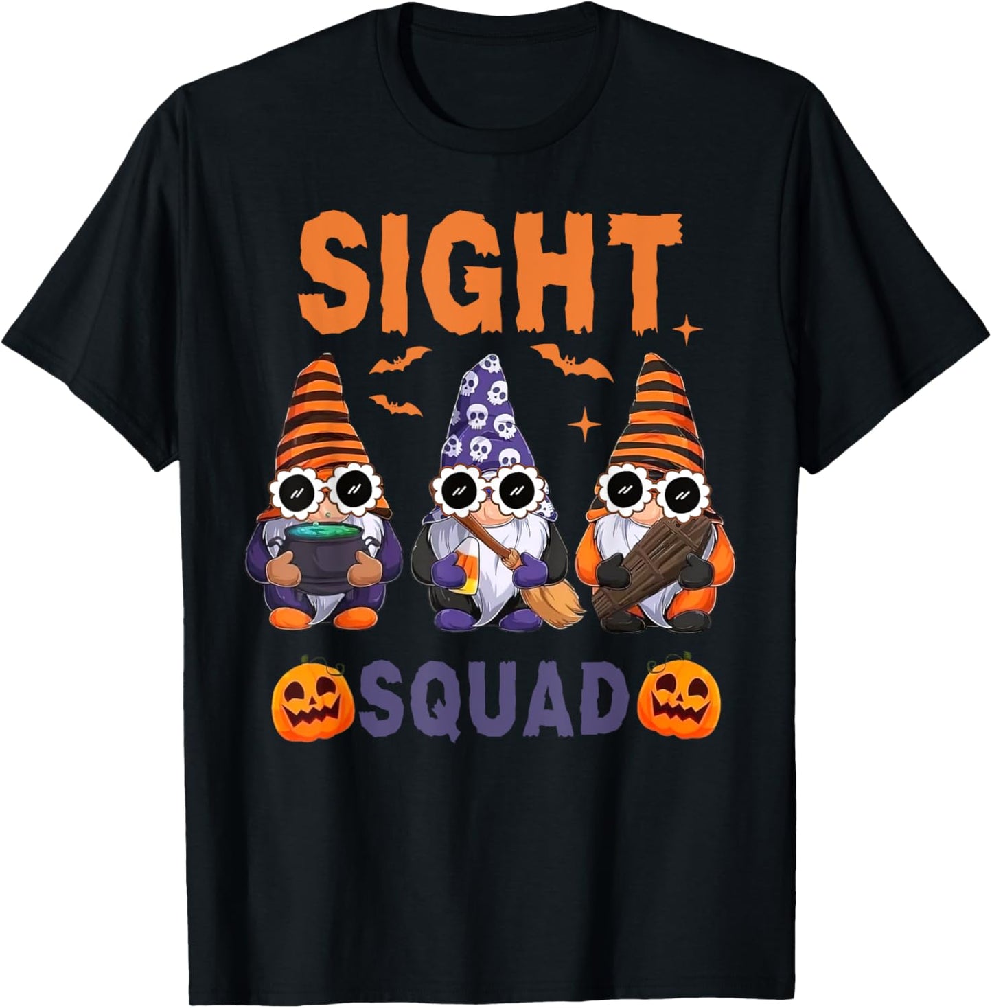 Sight Squad Gnomes Halloween Optometry Technician Eye Doctor T-Shirt - T-Shirt | Black