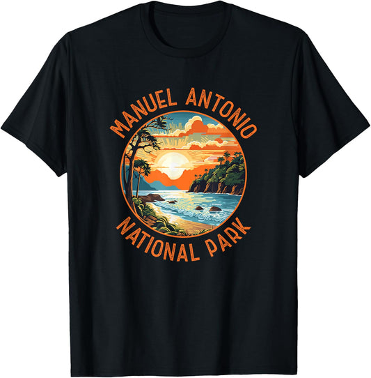 Manuel Antonio National Park Retro Distressed Circle T-Shirt - T-Shirt | Black