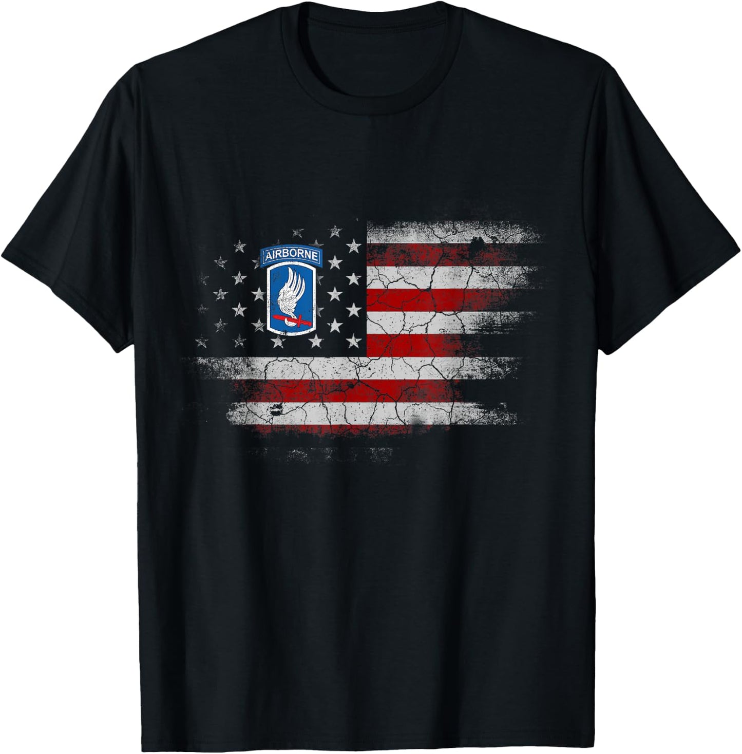 173rd Airborne Brigade US Flag Shirt Airborne Paratrooper T-Shirt - T-Shirt | Black