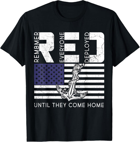 Remember Everyone Deployed Red Friday Soldier Military T-Shirt - T-Shirt | Black