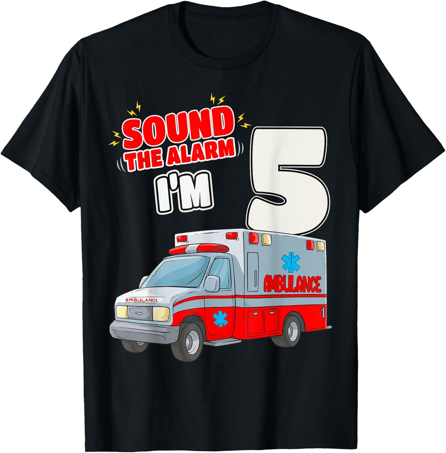 5th Birthday Medical Ambulance EMT 5 Years Old EMS Paramedic T-Shirt - T-Shirt | Black