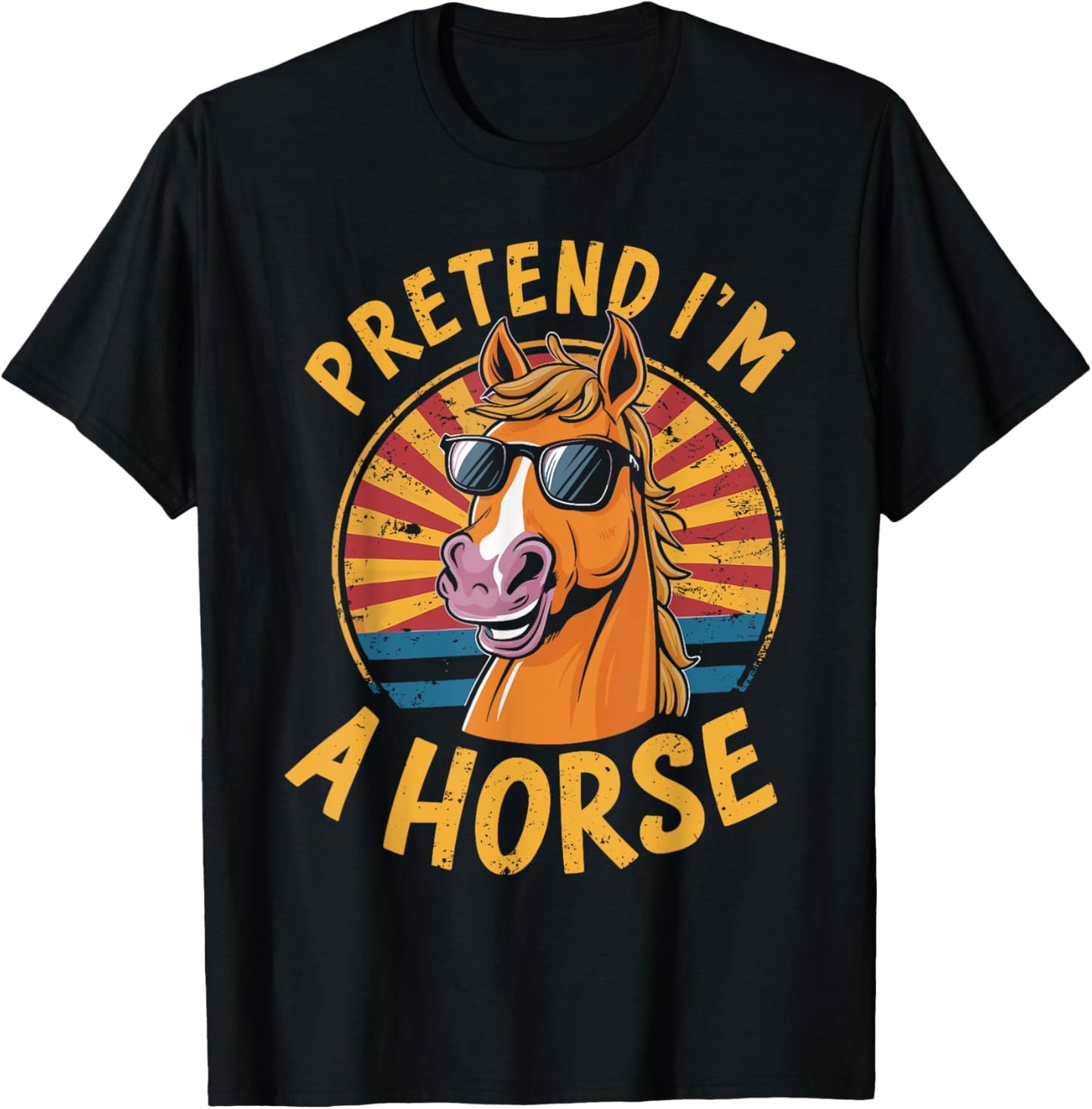 Pretend I'm A Horse Funny Lazy Halloween Matching Costume T-Shirt - T-Shirt | Black