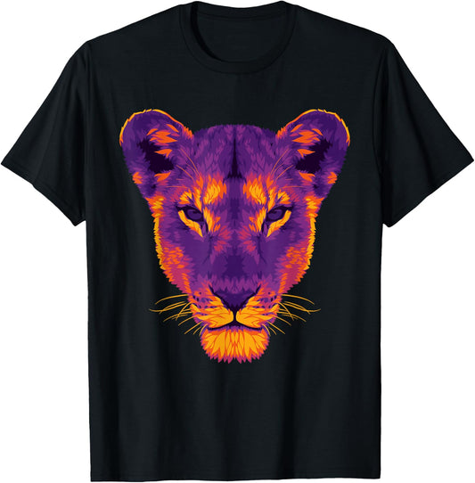 The Dark Lioness Beautiful Animal and Nature Art T-Shirt - T-Shirt | Black