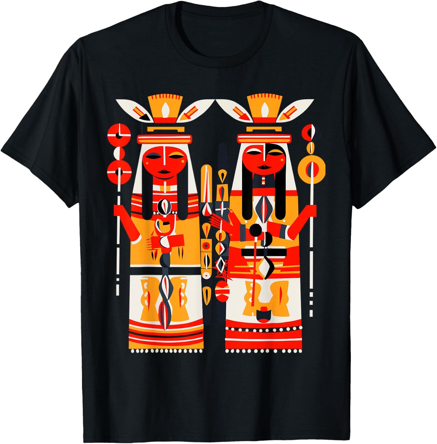 Native American Art Style Hopi Katsina Dolls T-Shirt - T-Shirt | Black