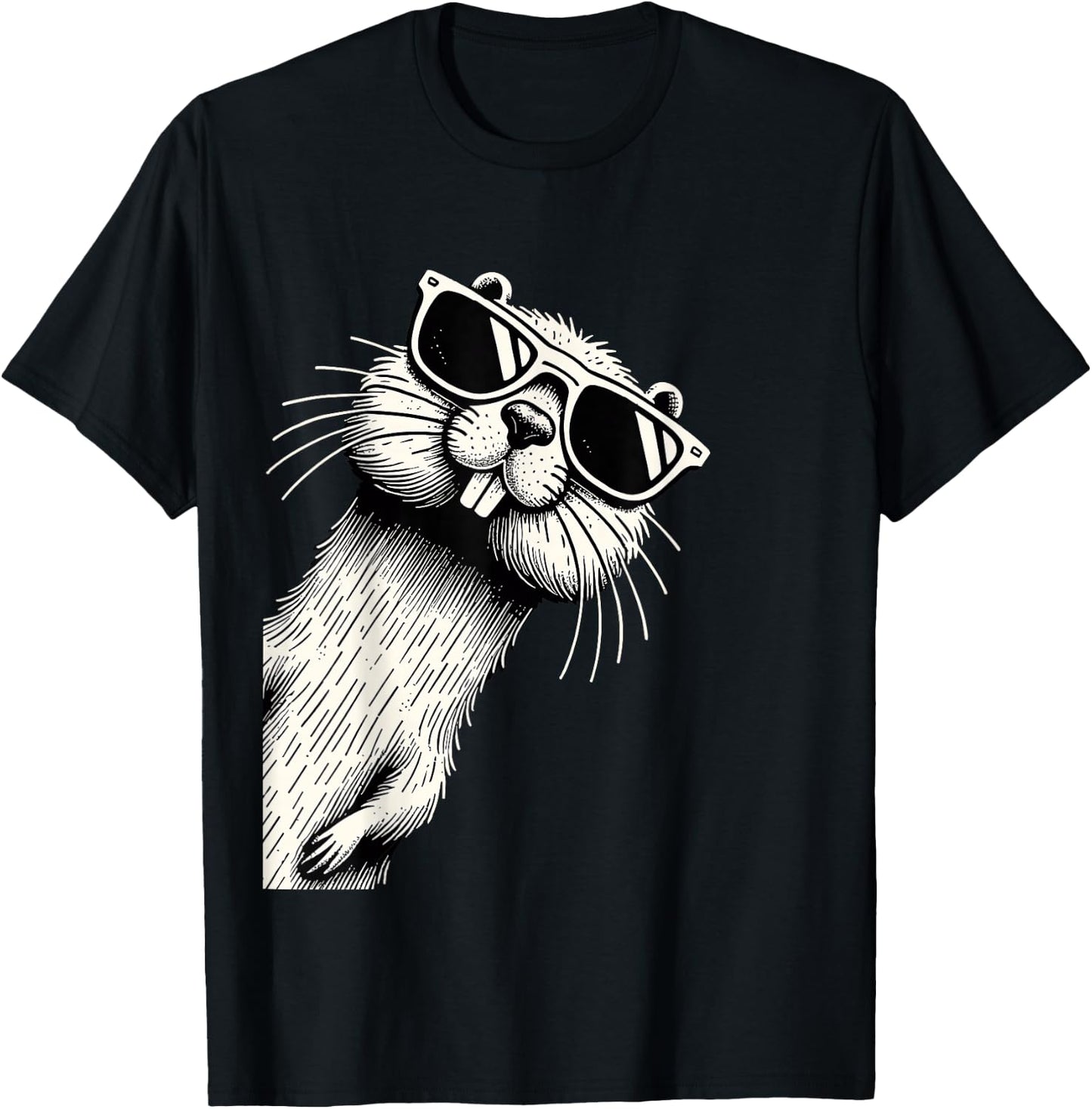 Funny Beaver Wearing Sunglasses Cool Beaver T-Shirt - T-Shirt | Black