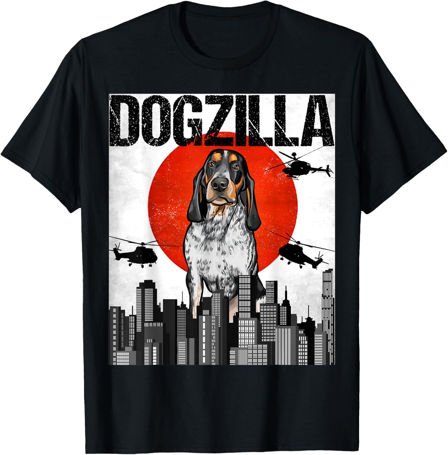 Funny Vintage Japanese Dogzilla Bluetick Coonhound T-Shirt - T-Shirt | Black