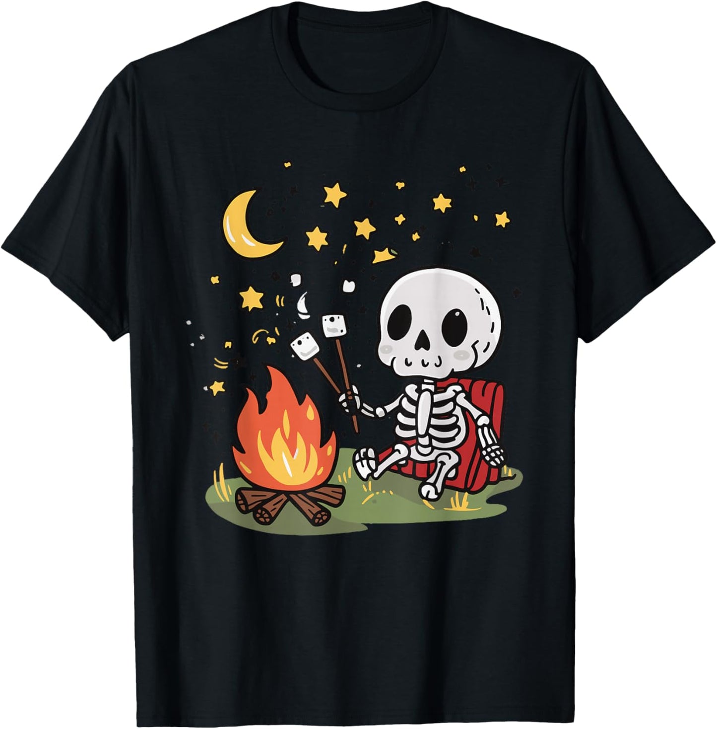 Skeleton Camping T-Shirt - T-Shirt | Black