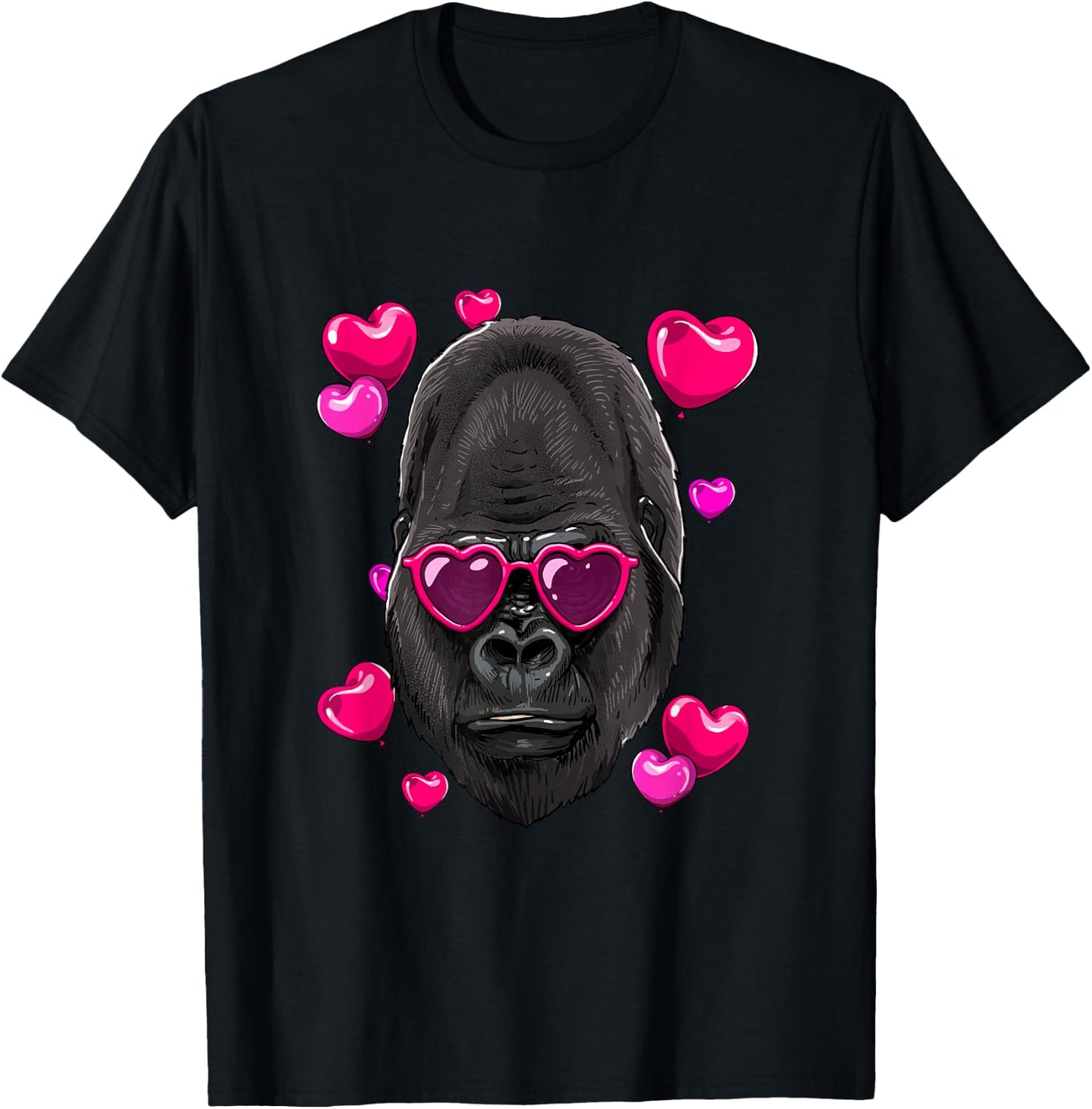 Valentines Day Gorilla Shirt Ape Primate Animal Monkey Lover T-Shirt - T-Shirt | Black