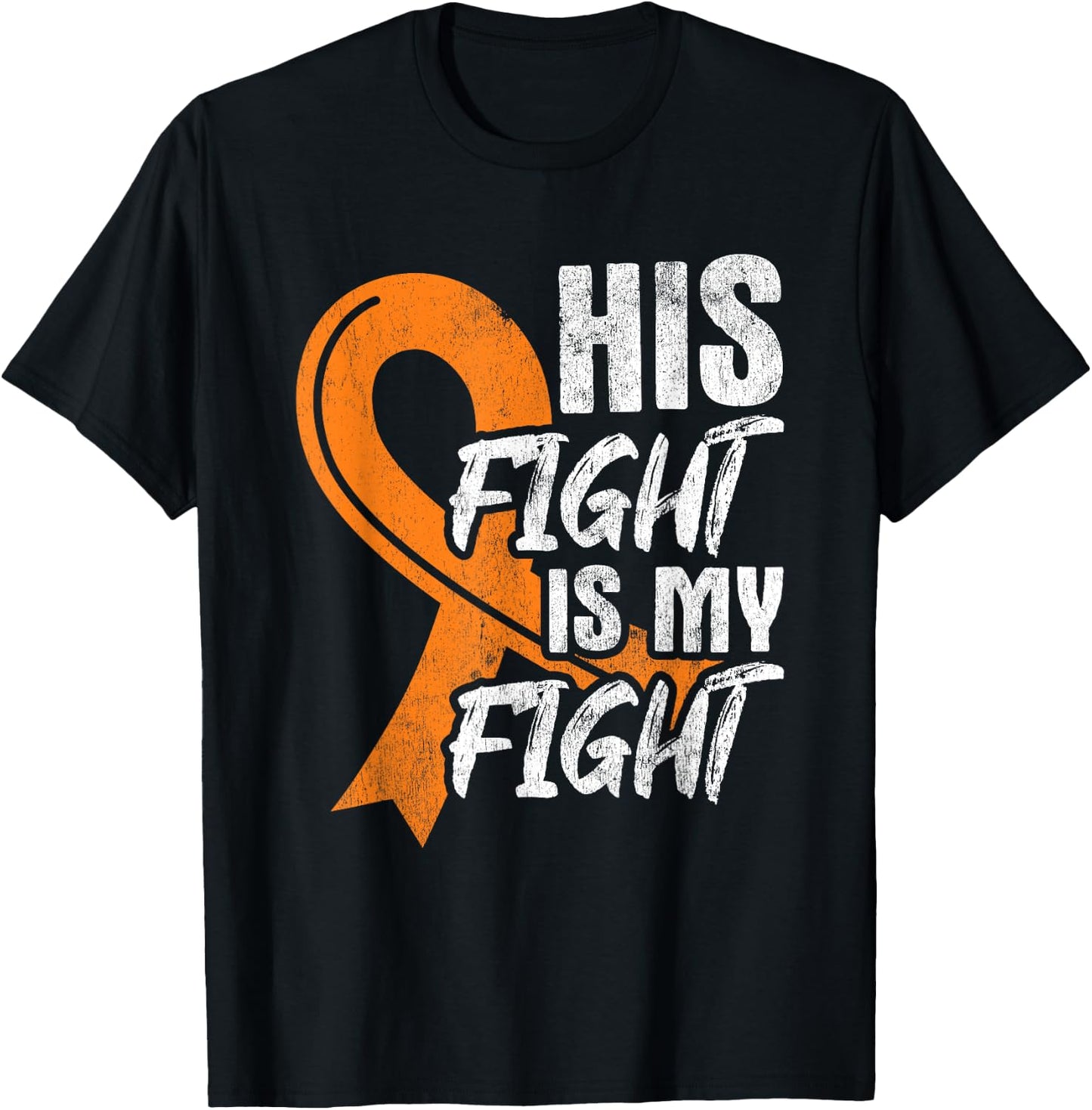 His Fight My Fight Leukemia Cancer Leukemia Awareness Ribbon T-Shirt - T-Shirt | Black