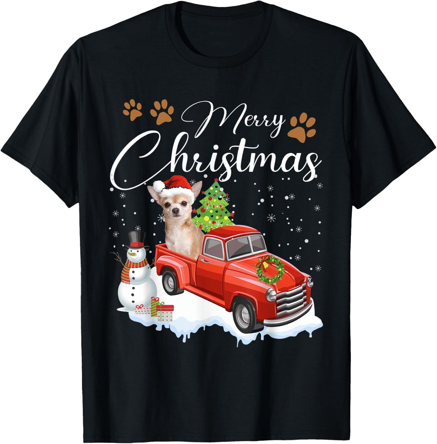 Merry Christmas Chihuahua Christmas Dog Gifts T-Shirt - T-Shirt | Black