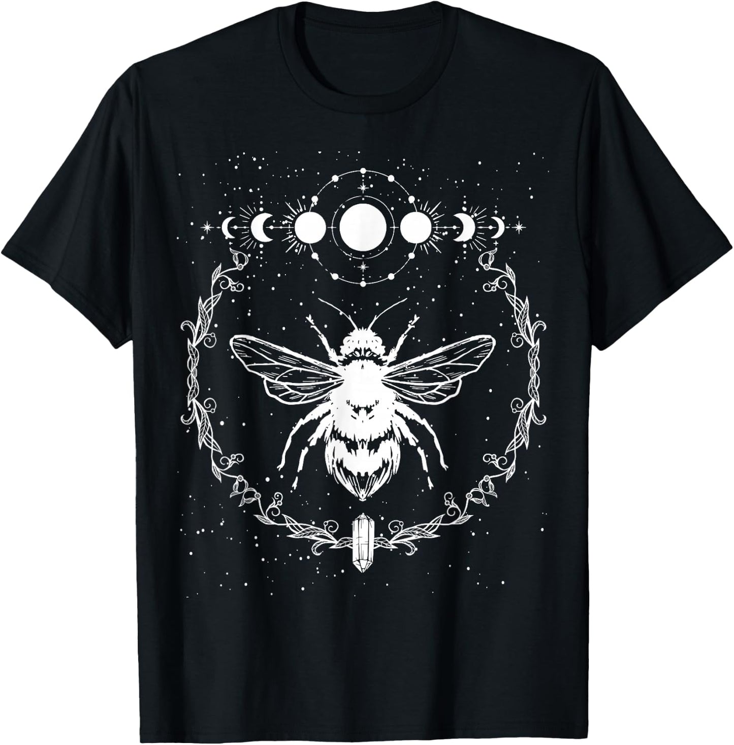 Bee Moon Phases, Crystals Gothic Punk Style Honey Original T-Shirt - T-Shirt | Black