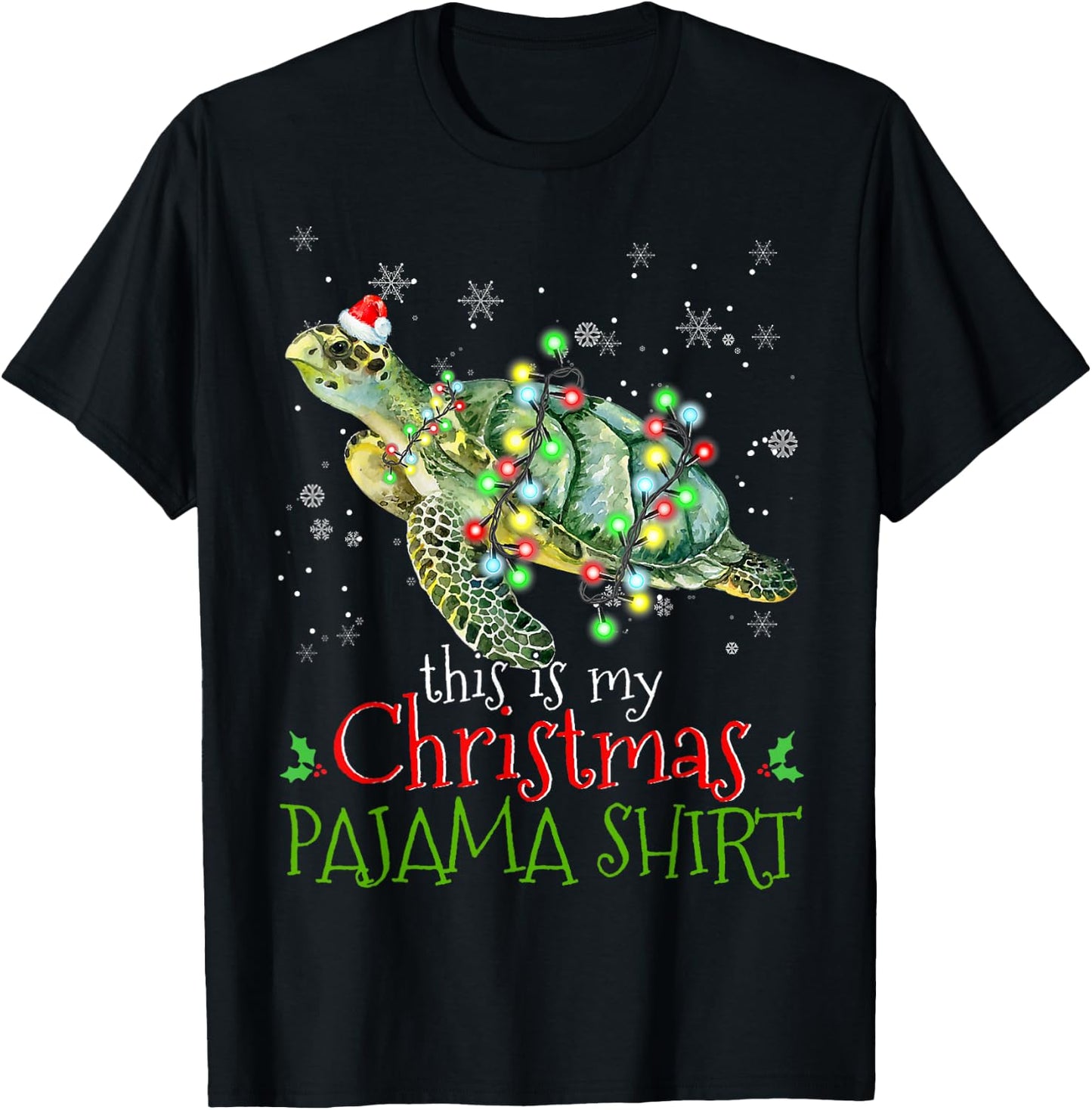 This is My Christmas Pajama Shirt Sea Turtle Christmas T-Shirt - T-Shirt | Black