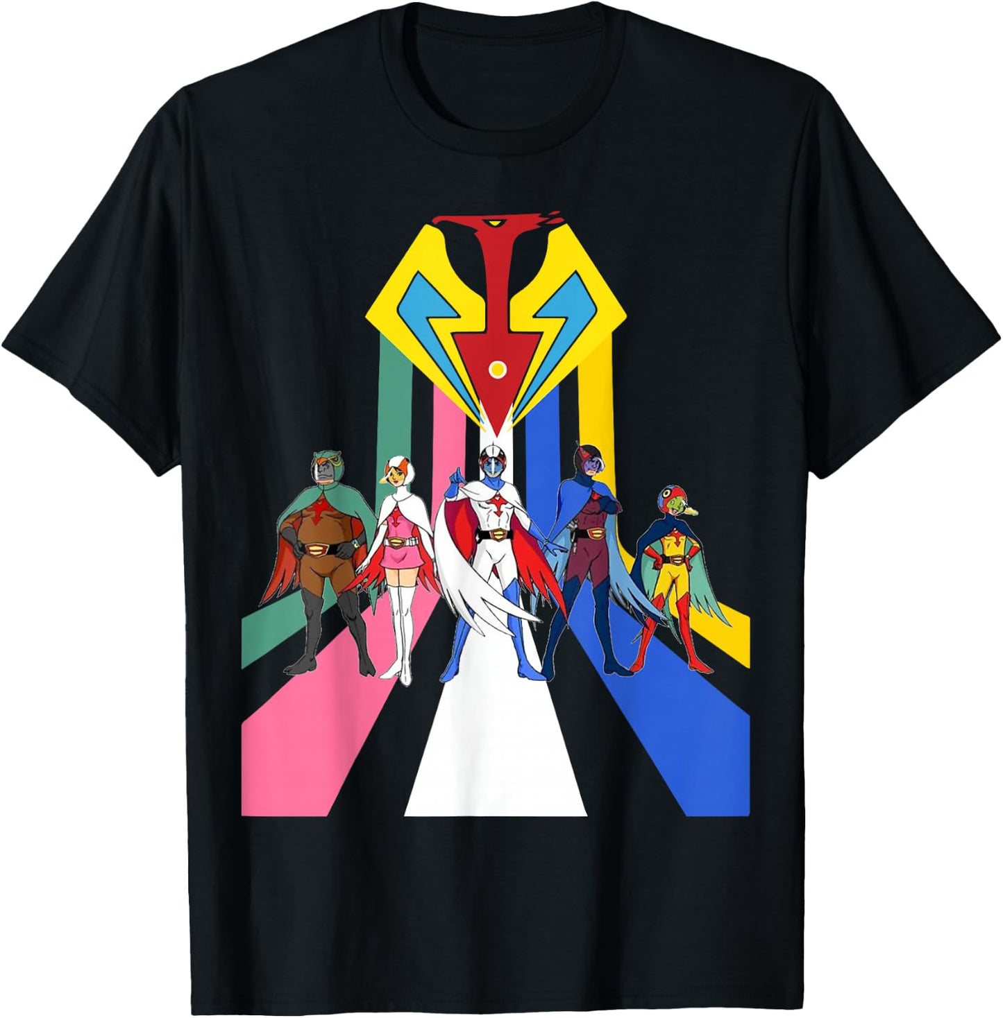 Gatachaman G Force, Battle for The Planets Retro Group T-Shirt - T-Shirt | Black