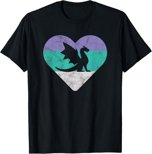 Dragon Retro Gift or Girls T-Shirt - T-Shirt | Black