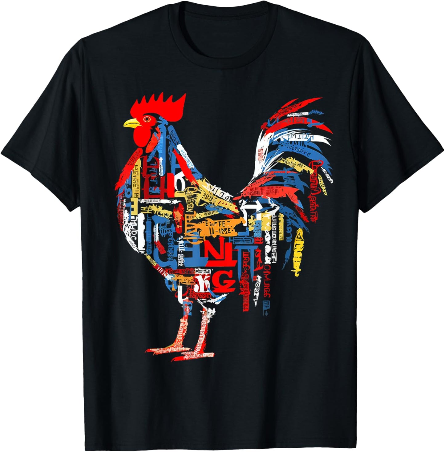 @n!mal Chicken Farm Text Colorful Art Abstract Graphic Chicken , Small T-Shirt - T-Shirt | Black