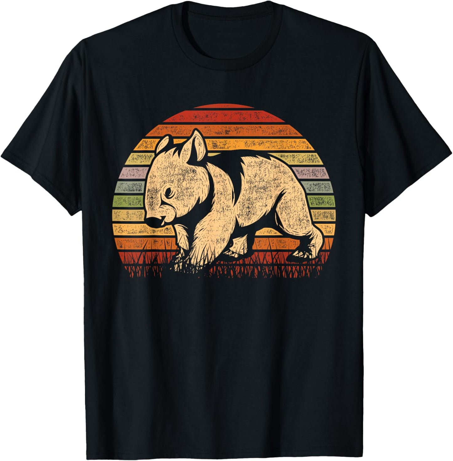 Australia Animal Wombat Gift Adults Retro Wombat Lover Wildlife Aussie Wombat Black Small Classic Fit Short Sleeve Cotton Polyester T-Shirt - T-Shirt | Black