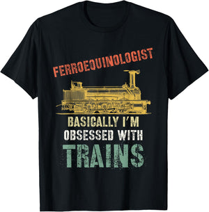 Ferroequinologist Trains Model Train Enthusiasts T-Shirt - T-Shirt | Black
