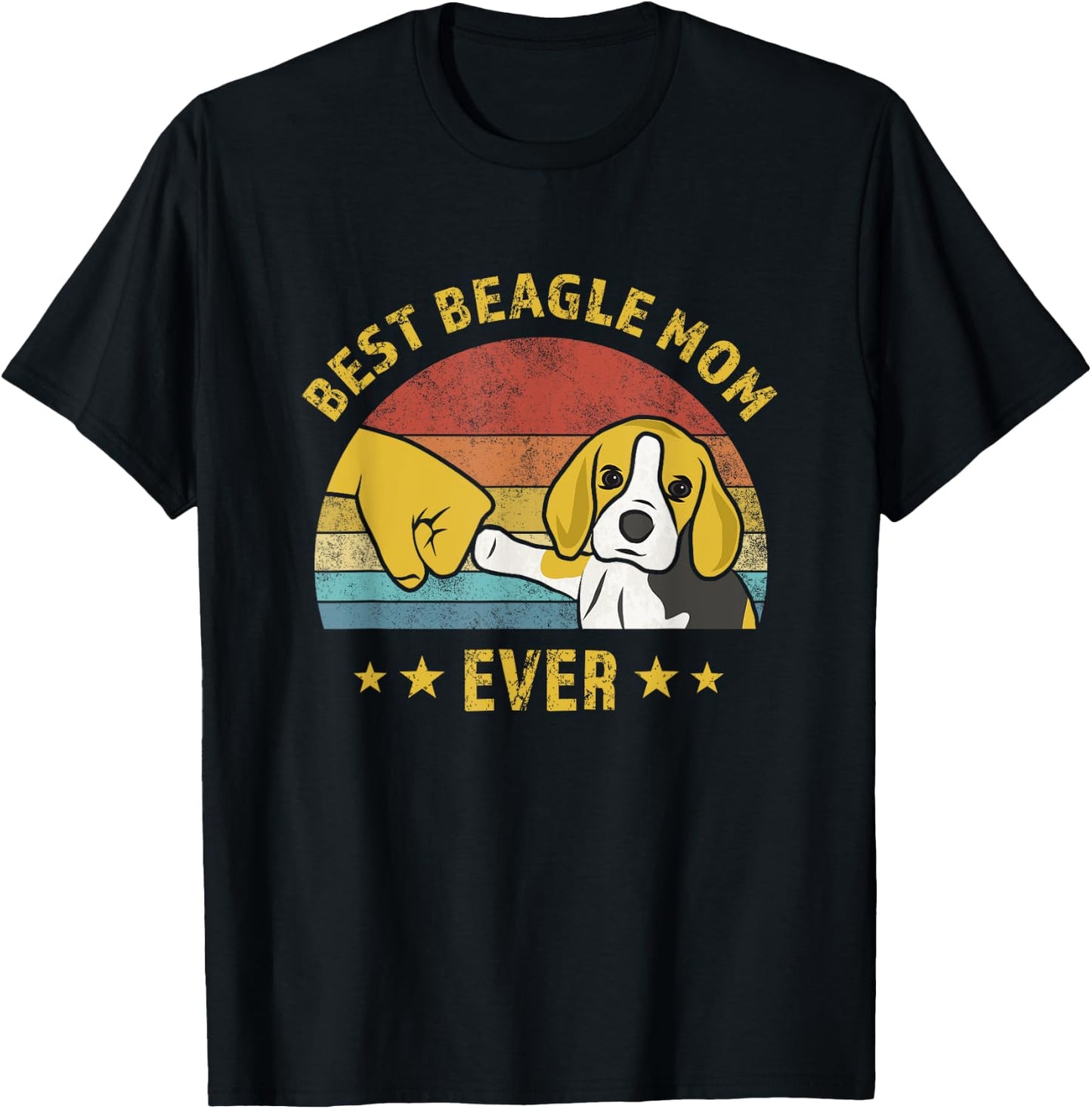 Cute Best Beagle Mom Ever Vintage Puppy Lover Design T-Shirt - T-Shirt | Black