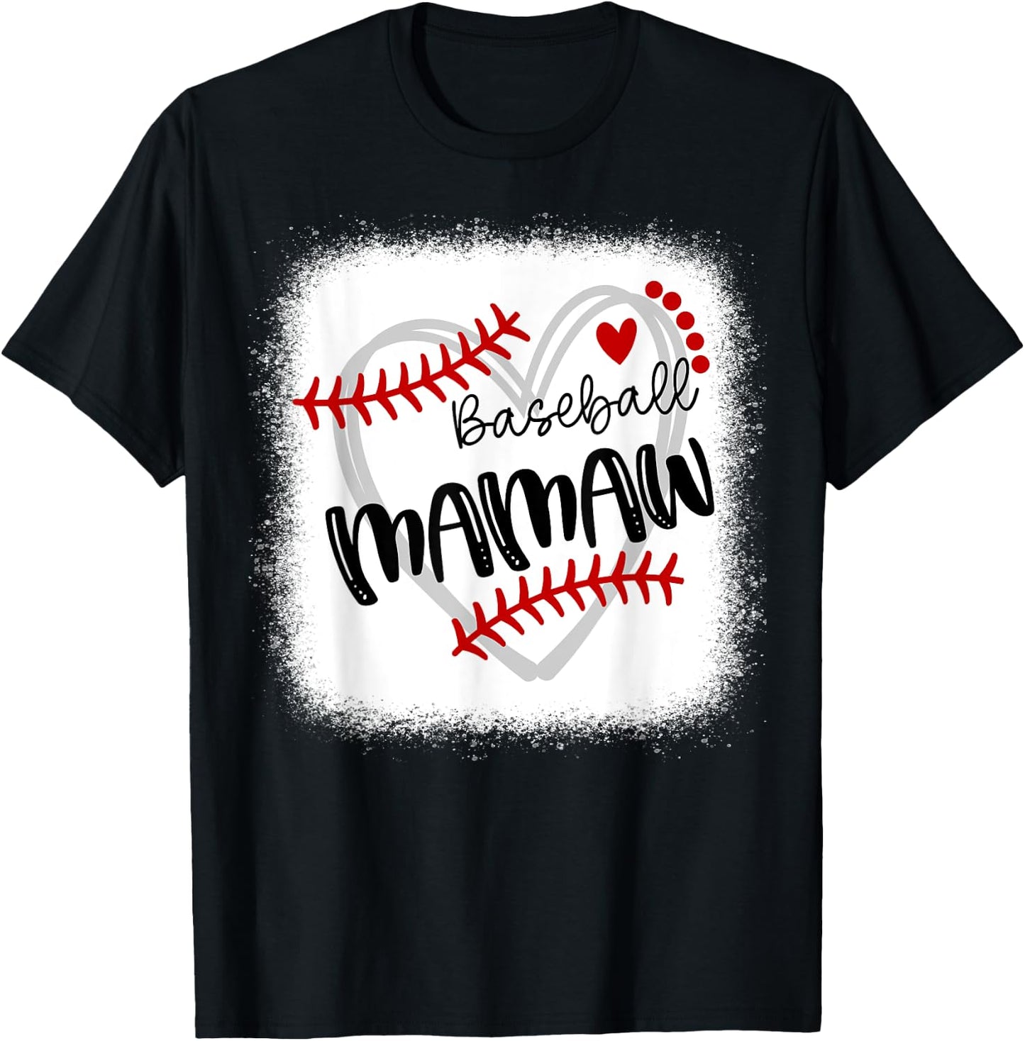 Personalized Baseball Heart Cute Mamaw Women Baseball T-Shirt - T-Shirt | Black
